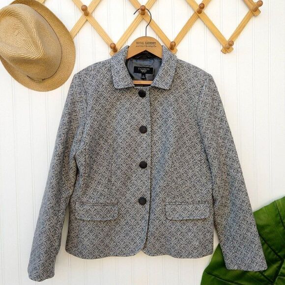 Talbots Womens Gray Wool Blend Blazer Jacket Size 12P Velvet Diamond Career - Picture 1 of 10